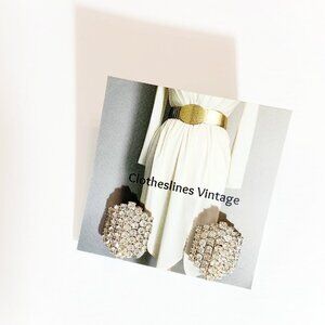 Vintage Hexagon Rhinestone Earrings